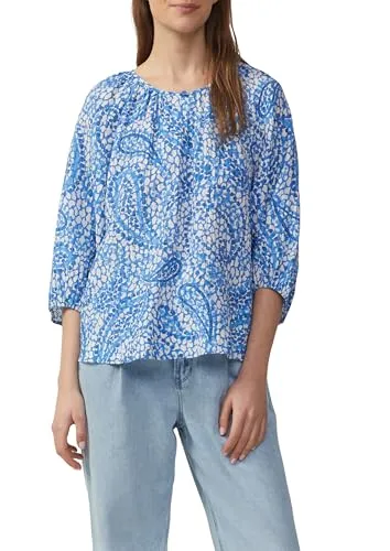 s.Oliver Klassische Bluse mit All-Over Print - Modetrends: Unkomplizierte Damen-Bluse in FRENCH BLUE, taillenbedeckend, elegant aus glänzender Viskose-Qualität mit 3/4 Raglanärmeln.