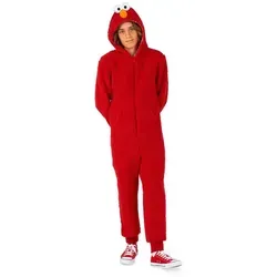 Opposuits Kostüm Elmo Onesie für Kinder, Megagemütlicher Einteiler - offizielles Sesamstraßen-Kostüm! rot 134-152