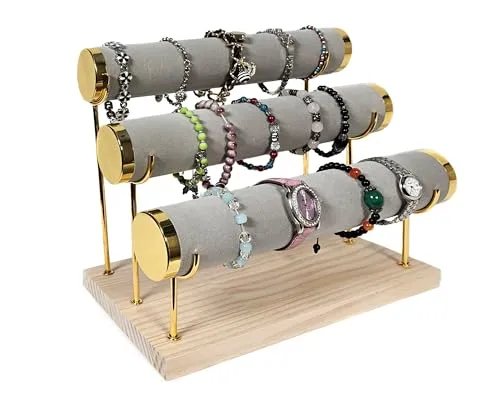 Yudu 3er Schmuckständer Schmuckhalter für Uhren Armband mit Metallträger (grau)