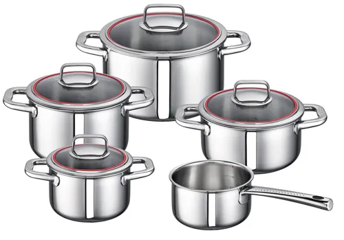 Schulte-Ufer Meister-Set Valentina, 5-tlg – Hochwertiges Kochgeschirr - Kochtöpfe für alle Herdarten, inkl. Induktion. Das Set überzeugt durch erstklassige Verarbeitung und praktische Innenskalierung – ideal für kreative Hobbyköche!