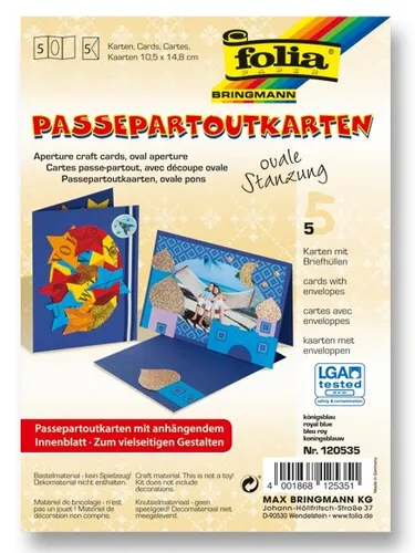 FOLIA PASSEPARTOUTKARTEN-SET OVALE STANZUNG KÖNIGSBLAU PASSEPARTOUT-KARTEN