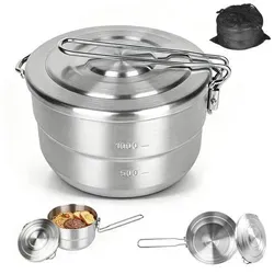 Campingtopf 1.5L Edelstahl mit klappbarem Griff