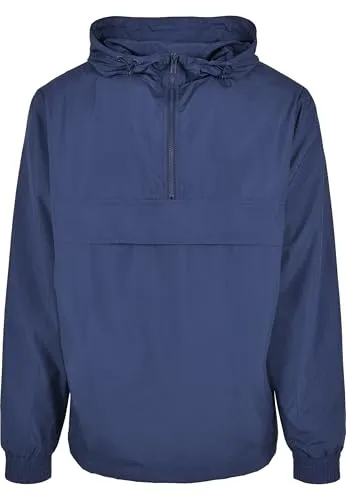 Urban Classics Herren Basic Pull Over Jacke - Dark Blue, S - Funktionsjacke mit verstellbarer Kapuze und 1/4-Reißverschluss, ideal für sportliche Aktivitäten und lässige Looks.