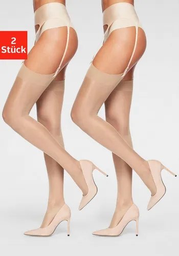 LASCANA Strapsstrümpfe 2-Paar beige 36/38
