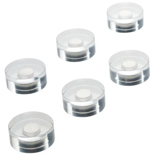 Design Magnete - 6 Stück, Durchmesser 25 x 11 mm, transparente Neodym-Magnete mit 2,5 kg Haftkraft, ideal für hochwertige Objekte und unauffällige Befestigung