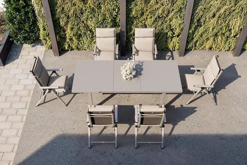 KETTLER Garten-Essgruppe Exklusivmodell BasicPlus 2026 - Hochwertige Garten-Essgruppe mit ausziehbarem Premiumtisch für gesellige Momente. Robuste Klappstühle und elegantes Design machen sie ideal für jede Terrasse.