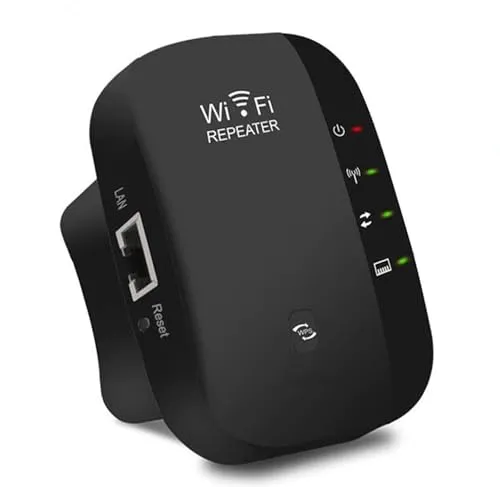 WLAN Verstärker mit LAN Anschluss, WiFi Repeater, Internet Verstärker Repeater/AP Modus, WiFi Verstärker WiFi Extender für Zuhause,Schwarz