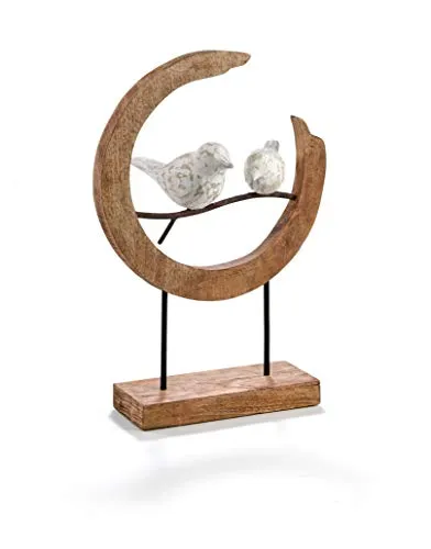 Moritz Skulptur braun Loving Birds - Moderne Deko für Vogelliebhaber - Statuen aus Mango-Holz mit liebenden Vögeln, ideal als Geschenk für Hochzeiten oder Verlobungen. Werten Sie Ihr Zuhause stilvoll auf!
