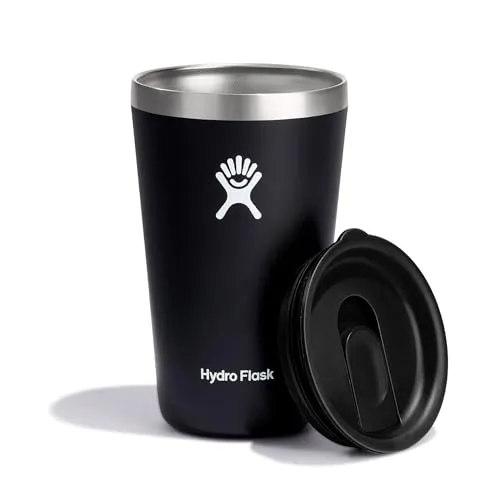 Hydro Flask 16oz All Around Isolierbecher - Schwarz - Thermobehälter, vakuumisoliert für optimale Wärmehaltung, perfekt für Kaffee oder Tee beim Camping oder auf dem Weg ins Büro.