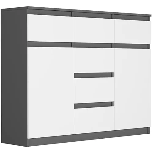 Framire Highboard Anthrazit/Weiß 120x40x98 cm – Funktionales Sideboard für jeden Raum