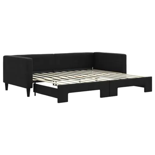 vidaXL Ausziehbares Tagesbett Schwarz 90x200 cm von vidaXL