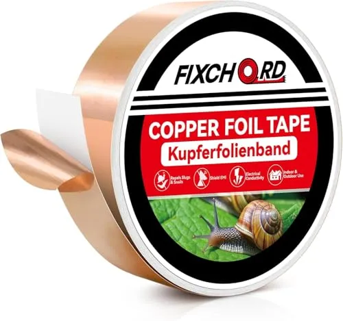 FIXCHORD Kupferband Gegen Schnecken Schneckenschutz Kupferband Schneckenband aus Kupfer Kupferband Selbstklebend Schneckenabwehr Selbstklebendes Schneckenband zur Bekämpfung von Schnecken 20M*30mm