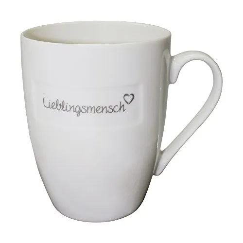 Haus und Deko Kaffeetasse Beschriftung Lieblingsmensch Henkel Tasse Porzellan Becher Feld für Print in Weiß