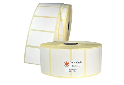 GoodMarkt Etikettenrolle 40x30mm Selbstklebende Thermo Etiketten auf Rolle 1000 Labels, Adressetiketten Haushaltsetiketten Bedruckbar Aufkleber für Büro Küche