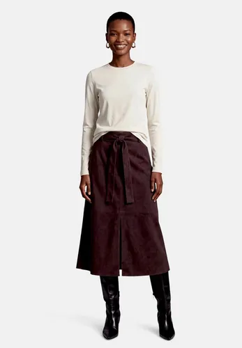 Zero Midirock Damen mit Gürtel in Chocolate Plum Größe 42 von Zero