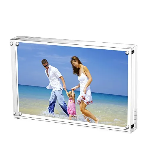 AMEITECH Magneticsche, ACRYI Foto-Bilderrahmen,Haelt 10x15 cm Fotos, 10mm+10mm Dicker Transparent und Rahmenlos -Transparent