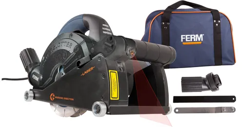 FERM WSM1008 Mauernutfräse 1650W - Fräsen für präzise Schlitzarbeiten mit Laserführung und Staubabsaugungsadapter. Ergonomisch gestaltet für optimalen Komfort und Effizienz.