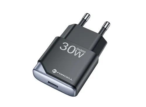 Forcell B130101-E USB-Ladegerät (3000 mA, Einzelladegerät, Einzelladegerät, Ultra Slim GaN III 30W Ladegerät mit QC 4.0 & PD)