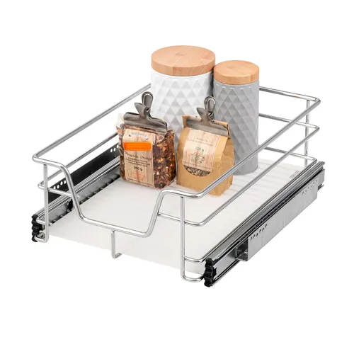 bremermann Teleskopschublade, Chrom, 37x14x44 cm - Zubehör für Möbel, ideal für die Nachrüstung in Küchenschränken mit einfachem Teleskop-Vollauszug für optimalen Zugriff und Sicht auf alle Gegenstände.