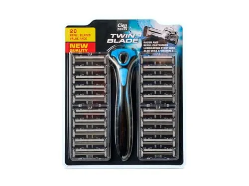 Cien Men Twin Blade 2 Blade Shaving System Rasierer mit 20 Rasierklingen