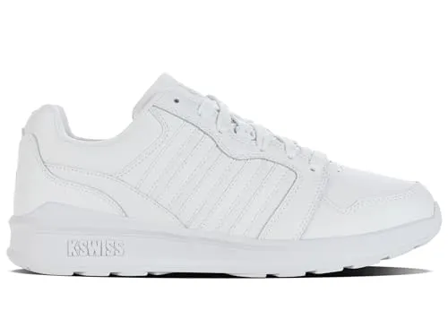 K-Swiss Herren Rival Sneaker, White/White/Vapor Blue, 45 EU - Herren-Sneaker mit hochwertigem Lederobermaterial, ideal für Komfort und Stil im Alltag.