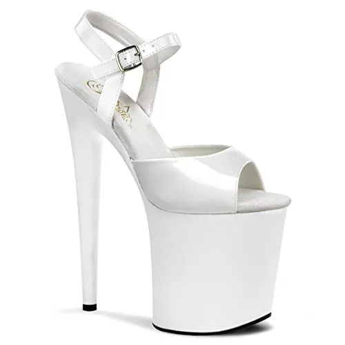 Pleaser FLAMINGO-809, Damen Plateau Sandalen, Weiß (Weiss (Wht Pat/Wht)), 37 EU (4 Damen UK)