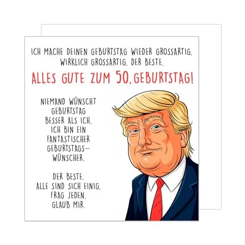 Edition Seidel Premium quadratische Glückwunschkarte zum 50. Geburtstag mit Umschlag. Geburtstagskarte Grußkarte Karte für Mann Frau Freund Freundin lustiger Spruch (GQ544 SW025)