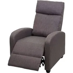 Fernsehsessel Hhg 461, Relaxsessel Sessel Liegesessel, Liegefunktion Verstellbar Stoff/textil Grau-braun