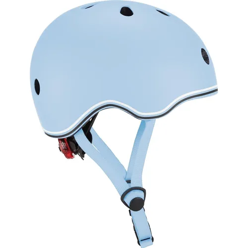 Globber Jr Go-up Helm für Jugendliche, Pastellblau, Größe XXS/Xs - Fahrradhelm für optimalen Schutz mit 11 Belüftungsöffnungen und rotem LED-Sicherheitslicht, ideal für sicheres Üben und Komfort.