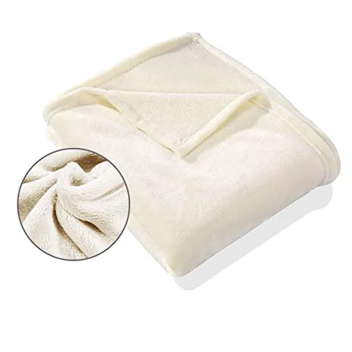 Kuscheldecke Tagesdecke Wohndecke 220 x 240cm Mikrofaser Decke Coral Fleece,Sofadecke Supersoft warm, super weiche hochwertige microfaser, (Cremeweiß, 220 x 240 cm)