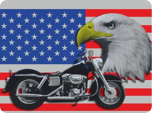Hermann Schütz Aufkleber US-Flagge/Motorrad Holografie 150x110mm Aufkleber