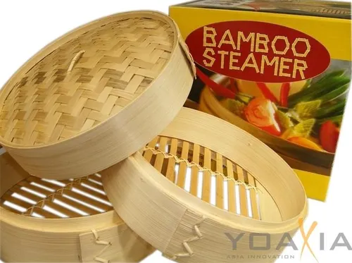 Jade Temple 25cm Bamboo Steamer Set 3-teilig (2 Körbe+1 Deckel) | Bambusdämpfer
