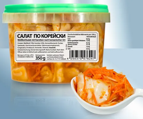 Weißkohlsalat mit Karotten, Klassik 350g Салат по корейски