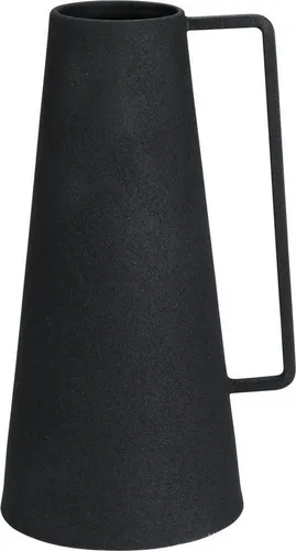 ZauberDeko Dekovase Vase Schwarz mit Henkel Metall 2 Formen Tischdeko Deko 21cm Hoch