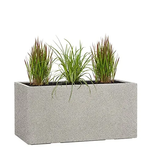 Pflanzwerk® Pflanzkübel TUB Granit Grau 40x80x40cm XXL – Rechteckig – Großer Fiberglas Blumenkübel für außen und innen - Frostbeständig - UV-Schutz – Markenqualität
