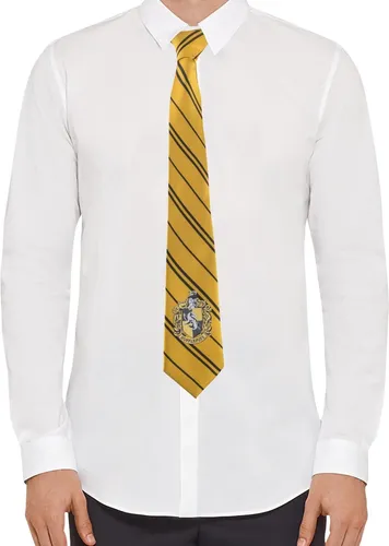 Cinereplicas Harry Potter Hufflepuff Krawatte für Erwachsene - Offizielle Krawatte mit eingewebtem Hufflepuff-Wappen, ideal zur Vervollständigung Ihrer Hogwarts-Uniform oder für den Alltag. Hochwertige Verarbeitung unter Lizenz von Warner Bros.