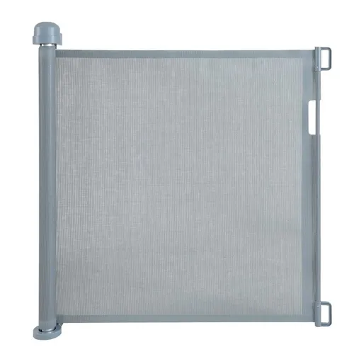 Treppenschutzrollo Absperrgitter - Sicherer Schutz für Babys und Haustiere - Tür- & Treppenschutzgitter, ausziehbar bis 150 cm, ideal für Kleinkinder und Tiere, mit Doppelschloss und Einhandbedienung für einfache Handhabung.