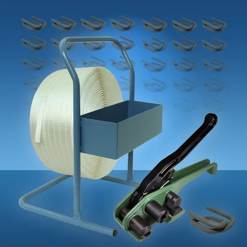 mm Umreifungsset gewebt, Abroller Umreifungsband Umreifungsgerät Drahtklemmen 25