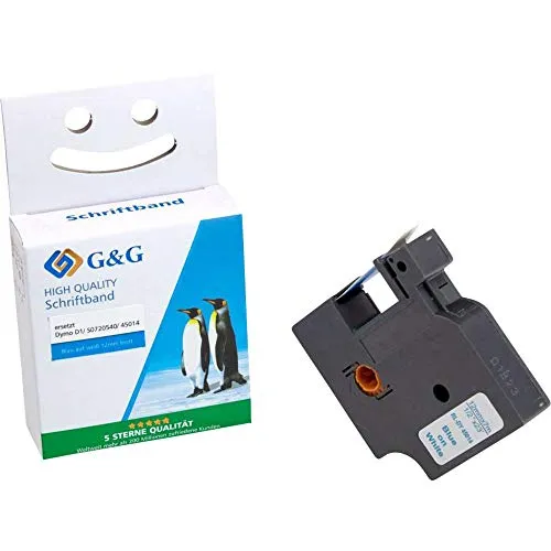 G&G Schriftband Kompatibel 45014 für Dymo D1 45014 S0720540 Etikettenband 12mm x 7m für Dymo LabelManager 160 210D 360D 280 420P 500TS PnP Dymo Labelpoint 250 150 100 200 Blau auf Weiß
