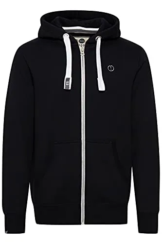 !Solid SDBennZip Herren Sweatjacke Kapuzenjacke Hoodie mit Kapuze Reißverschluss Kordelzug Label-Details Baumwollmischung Regular fit, Größe:M, Farbe:Black (9000)