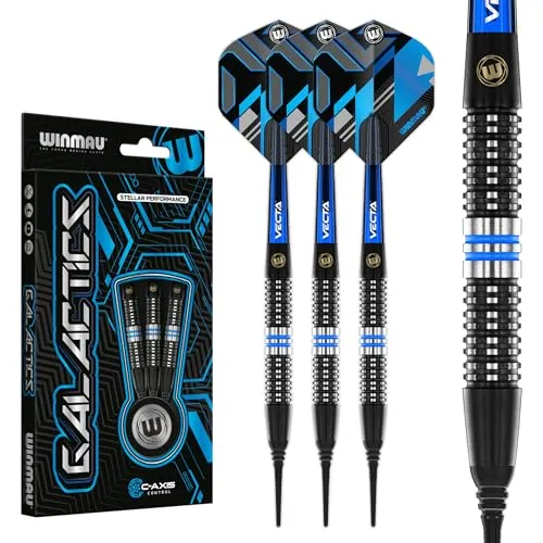 WINMAU Galactics 18 g Soft-Dartpfeile - Professionelles Dart-Set aus 90% Wolfram für optimale Kontrolle und Präzision. Mit innovativer Ripsaw Grip-Technologie für verbesserte Wurfgenauigkeit und langlebigem Design.