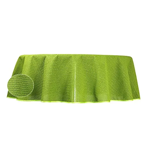 Haus und Deko Gartentischdecke Outdoor 160 cm rund Grün wetterfest wasserabweisend rutschfest abwischbar PVC Weichschaum Tischdecke für Garten Balkon Camping
