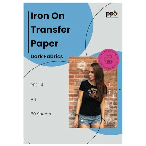 PPD 50xA4 Inkjet Premium Transferpapier für dunkles Textil, Bügeleisen und Transferpresse PPD-4-50