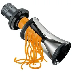 Gefu Gemüseschneider Spirelli XL - Schnelles und sicheres Schneiden - Reiben & Küchenreiben, mit Fingerschutz und Haltestab für müheloses Kochen und kreative Gemüsegerichte.