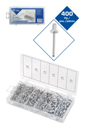 Brilliant Tools Sortiment Blindnieten, 400-teilig, 2, 4 - 3, 2 - 4 - 4, 8 mm - BT066950