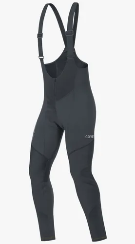 GOREWEAR C3 GORE® WINDSTOPPER® Trägerhose+, Schwarz, S - Hochwertige Trägerhose für Herren mit Sitzpolster, winddicht und wasserabweisend – ideal für sportliche Radfahrer bei jedem Wetter!