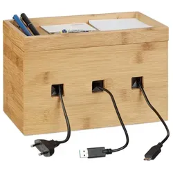 Kabelbox aus Bambus - Kabelmanagementbox für Ordnung - Kabelbinder & Kabelmanager - Hochwertige Kabelaufbewahrung aus Bambus für ein aufgeräumtes Zuhause, ideal zur Vermeidung von Kabelsalat.