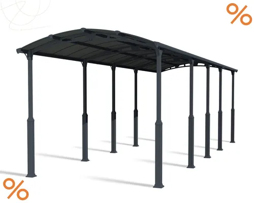 Doppelcarport Palram – Canopia Alpine 10600 - Gartenhäuser, Geräteschuppen & Carports - Robustes Aluminium und elegantes Tonnendach bieten perfekten Schutz für zwei Fahrzeuge.