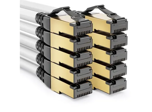 deleyCON CAT8.1 Patchkabel 10x 1m - Hochgeschwindigkeits LAN-Kabel mit 40 GBit/s und 2000MHz Frequenz, ideal für Gaming und Streaming. Perfekt geschirmt für störungsfreie Verbindung.