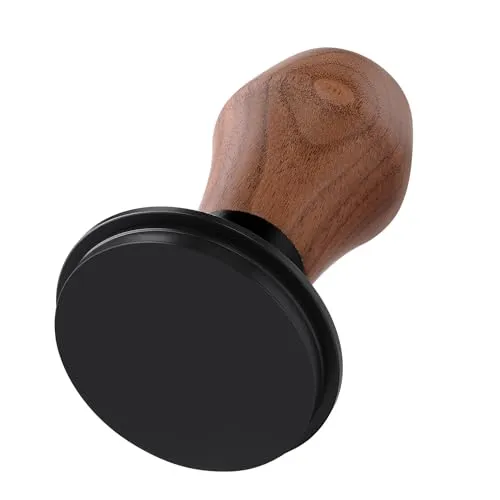 Normcore 51mm Espresso Tamper V4, Federbelasteter Kaffeetamper mit Titanium PVD-beschichtetem Flachboden, Griff aus echtem amerikanischem Walnussholz